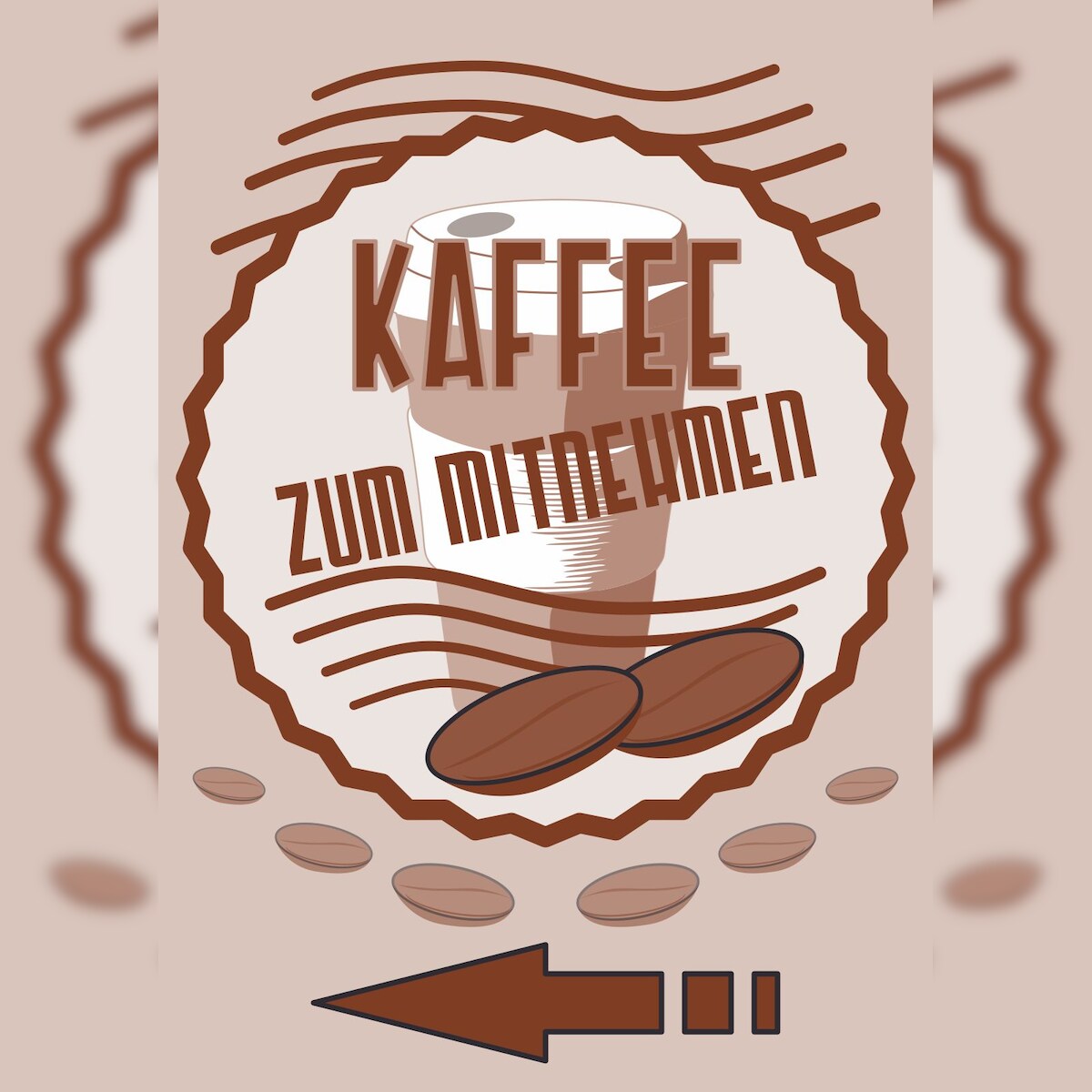 HB-Druck Verkaufsschild Schild Kaffee Mitnehmen Hochkant mit Pfeil links A6 Rückseite selbstklebend Image