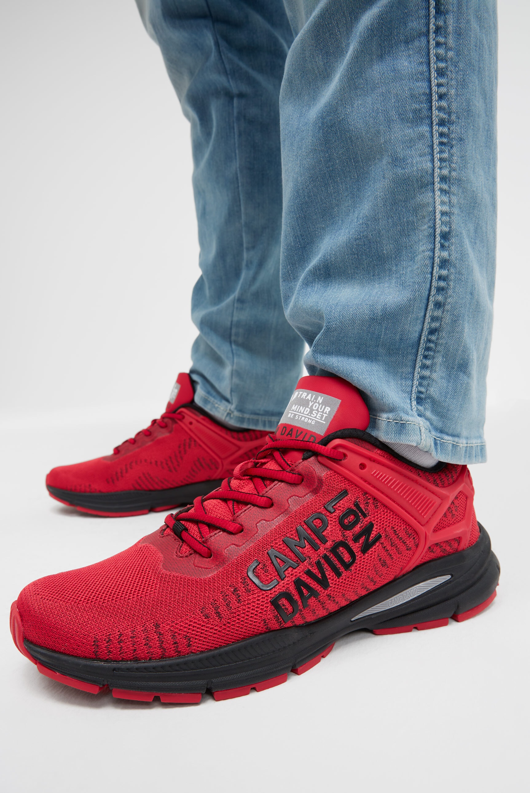Sneaker CAMP DAVID, Herren, Gr. 44, classic rot, Synthetik, Textil, mehrfarbig, Schuhe, mit Wechselfußbett