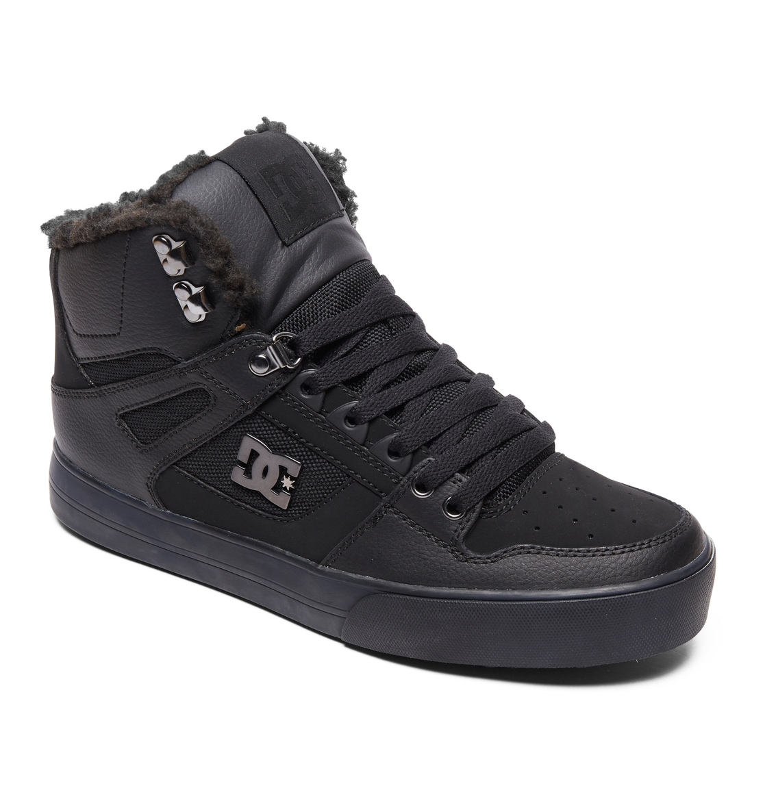 Winterboots DC SHOES "Pure High WNT", Herren, Gr. 15(50), schwarz, Mischung aus Nubukleder und ballistischem Nylon Metall-Logo TPU Ösen Runde Schnürsenkel Shearling-Futter Mit Schaumstoff gepolsterte Zunge und Einstieg für mehr Komfort und Support...