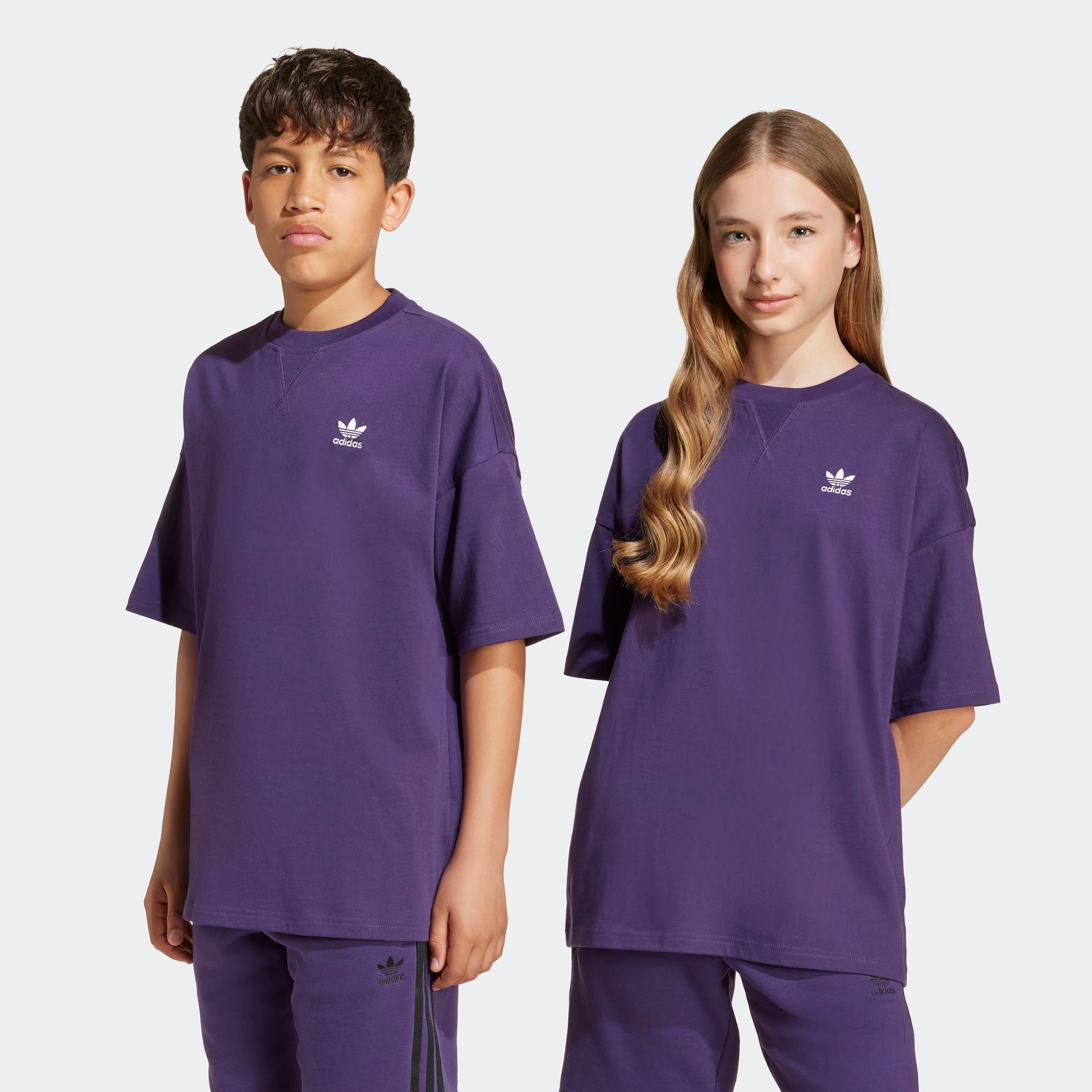 T-Shirt ADIDAS ORIGINALS "TEE", Kinder, Gr. 164, aurora plum, Obermaterial: 100% Baumwolle, Sportlich, Rundhals, Shirts Image
