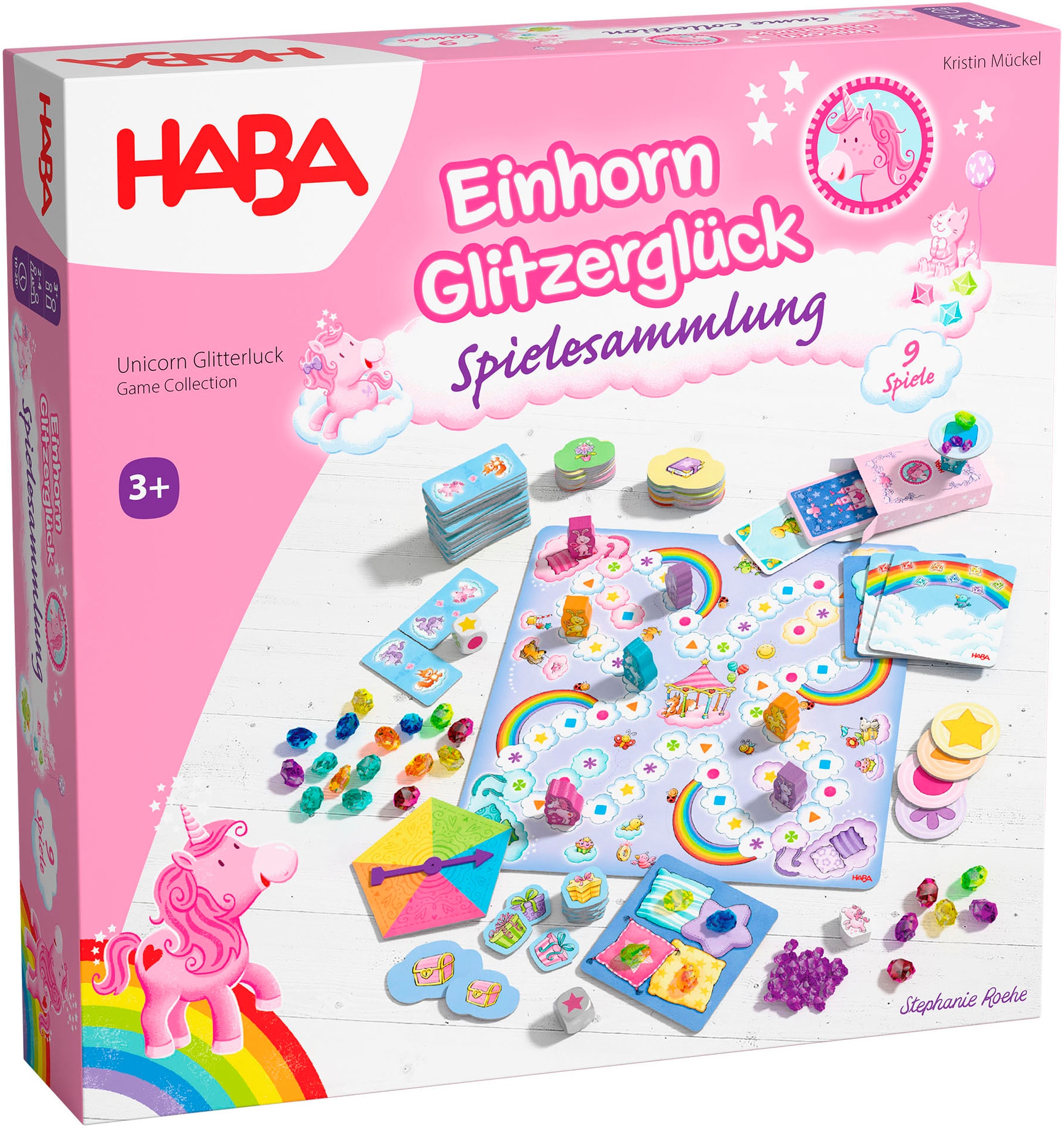 Spielesammlung HABA "Einhorn Glitzerglück Spielesammlung", bunt, Spiele, Kinder, Holz, Pappe, Kunststoff Image