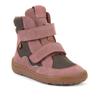 Barfußschuh FRODDO "BAREFOOT TEX WINTER", Kinder, Gr. 32, grau (grau, rosa), Veloursleder, Textil, Basic, Schuhe, Klettschuh, Winterstiefel mit TEX-Membrane