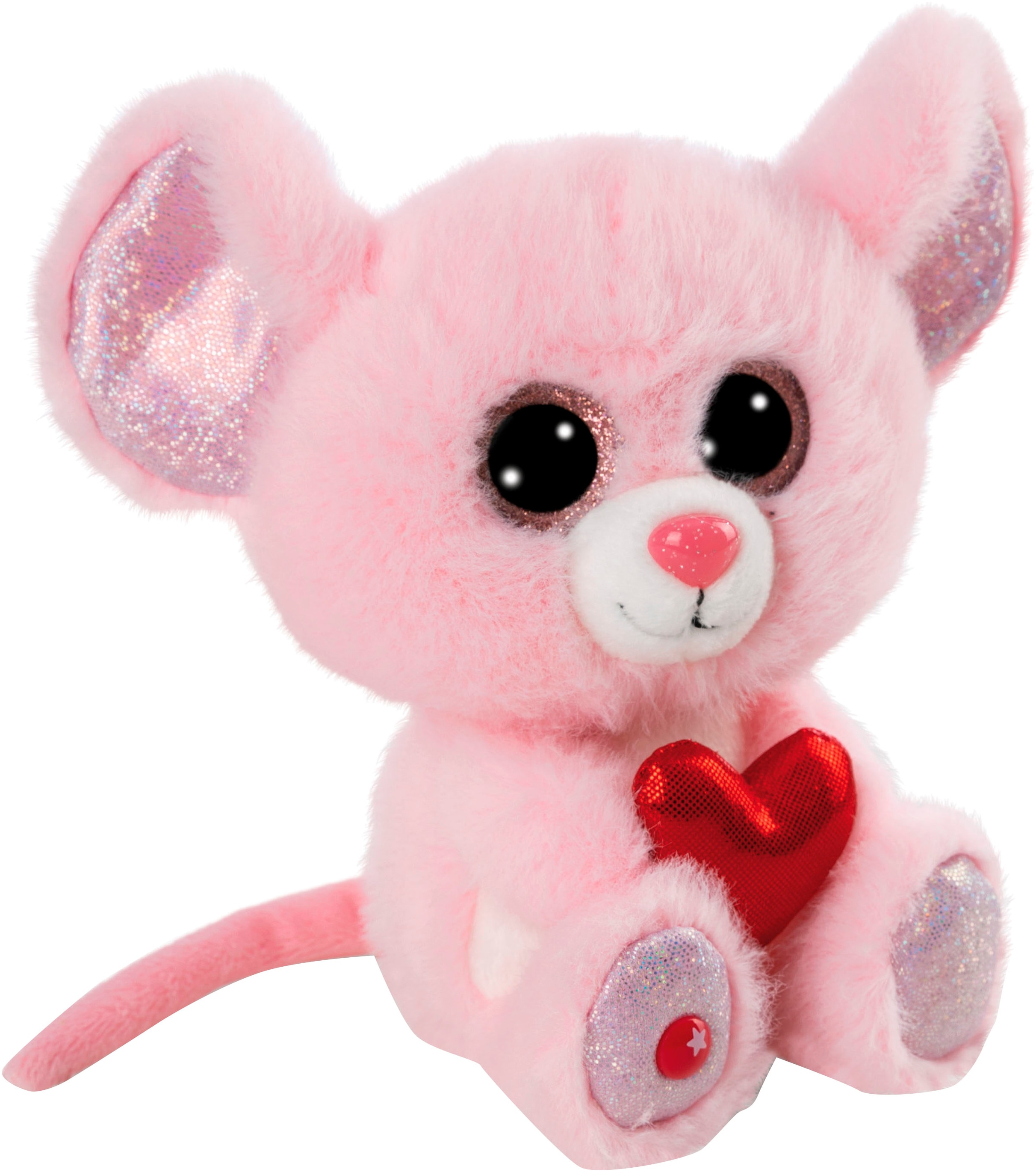 Kuscheltier NICI "Glubschis, Maus Pinky Luv, 15 cm schlenkernd", rosa (pink), Plüschfiguren, JungenB:11cm H:15cm L:8,5cm, Polyester, Kuscheltier, schlenkernd; enthält recyceltes Material (Global Recycled Standard), B:11cm H:15cm L:8,5cm