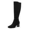Stiefel TAMARIS, Damen, Gr. 38, Normalschaft, schwarz, Textil, unifarben, Veloursleder, modisch, Schuhe, Blockabsatz, Langschaftstiefel in veganer Verarbeitung