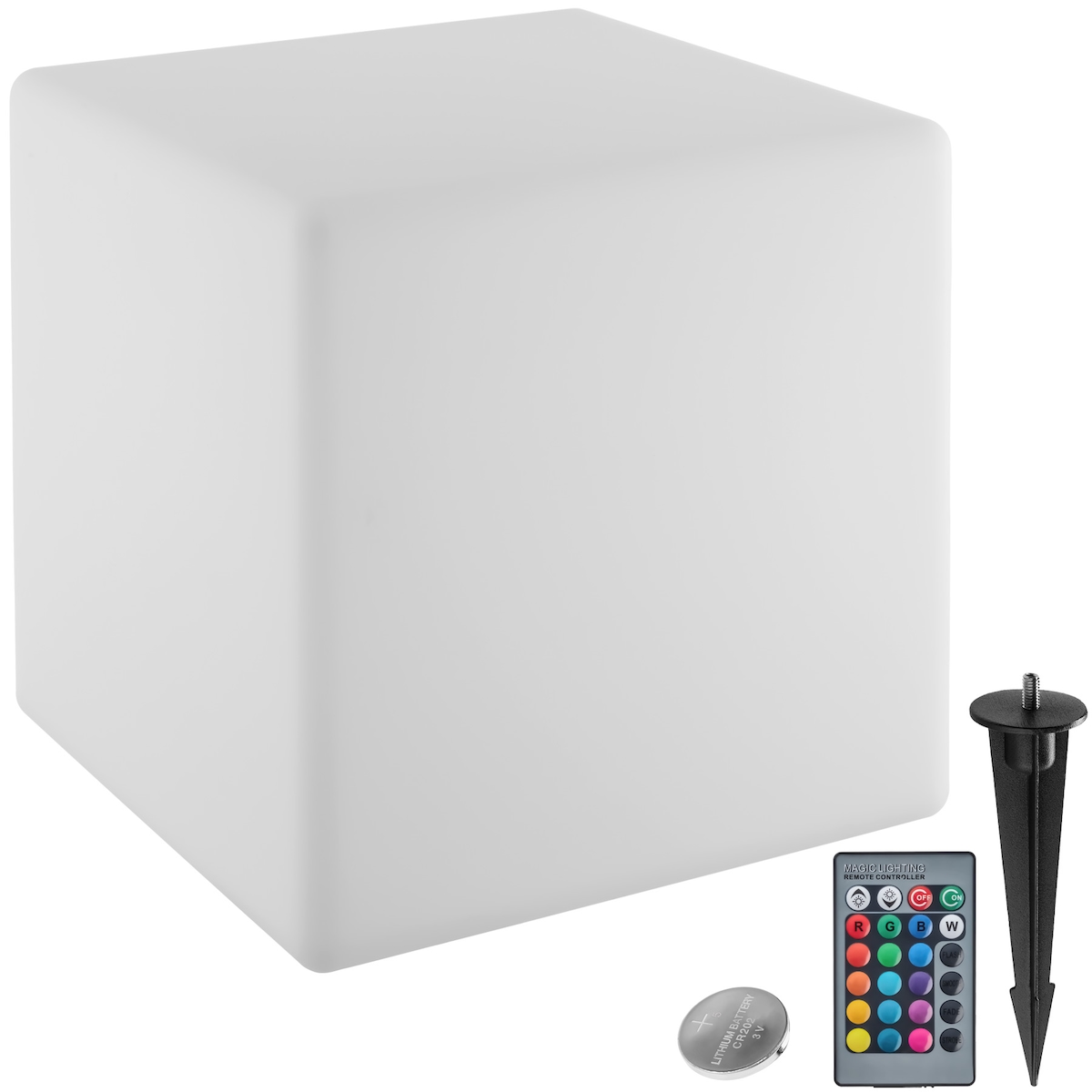 tectake Leuchtwürfel Luminous Cube, LED, mit Fernbedienung - L (43 x 43 x 43 cm) weiß Image