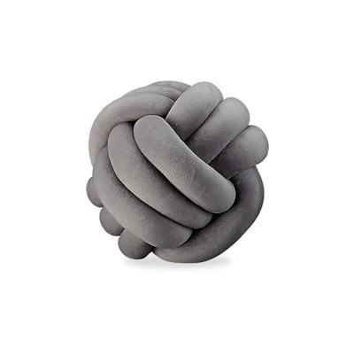 Relaxdays Knotenkissen, geknotetes Kissen für Sofa, dekorativ, skandinavisch, Zierkissen Knoten, Ø 25 cm, dunkelgrau Image