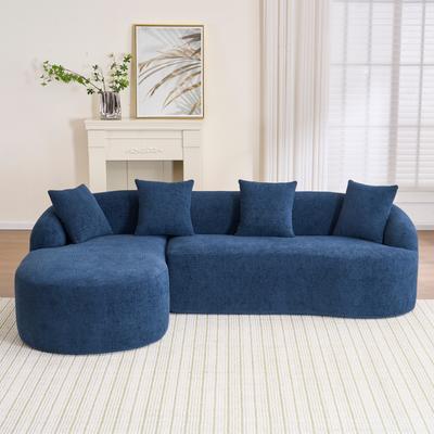 L Shaped Cloud Sectional Sofa with Curved Chaise, Chenille Deep Seat Modular Sleeper Couch
