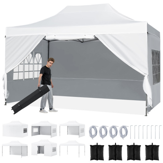 Costway 10 X 14 FT Pop up Canopy Tent Outdoor Patio Commercial Sunshade Shelter-White