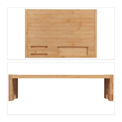Relaxdays Monitorständer Bambus, 3 Fächer, Bildschirmerhöhung Schreibtisch, Monitor Unterbau, HBT: 10,5x41x28 cm, natur Image