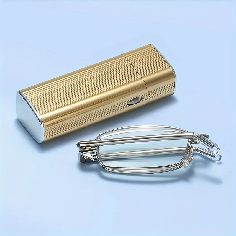 1 Stück Metall Retro bequeme Lesebrille faltbar und einziehbares Design exquisit kompakt und praktisch Image