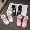 Kids'Casual Schuhe Stiefel Cartoon PU Leder Winter Outdoor Sport Schuhe Für Mädchen Warm Halten Anti-slip Schwarz Rosa größe 26-37