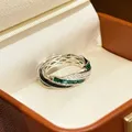 Gioielli da sposa con anello da donna con giunture di diamanti verdi rotanti in argento sterling 925 di fascia alta con smeraldo nero
