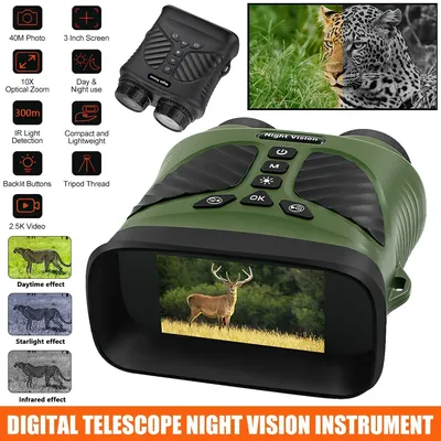 Night Vision Binoculars 2.5K HD 10x Optical 8x Digital Zoom 3" LCD Display Screen Infrared Telescope for Outdoor Hunting Camping