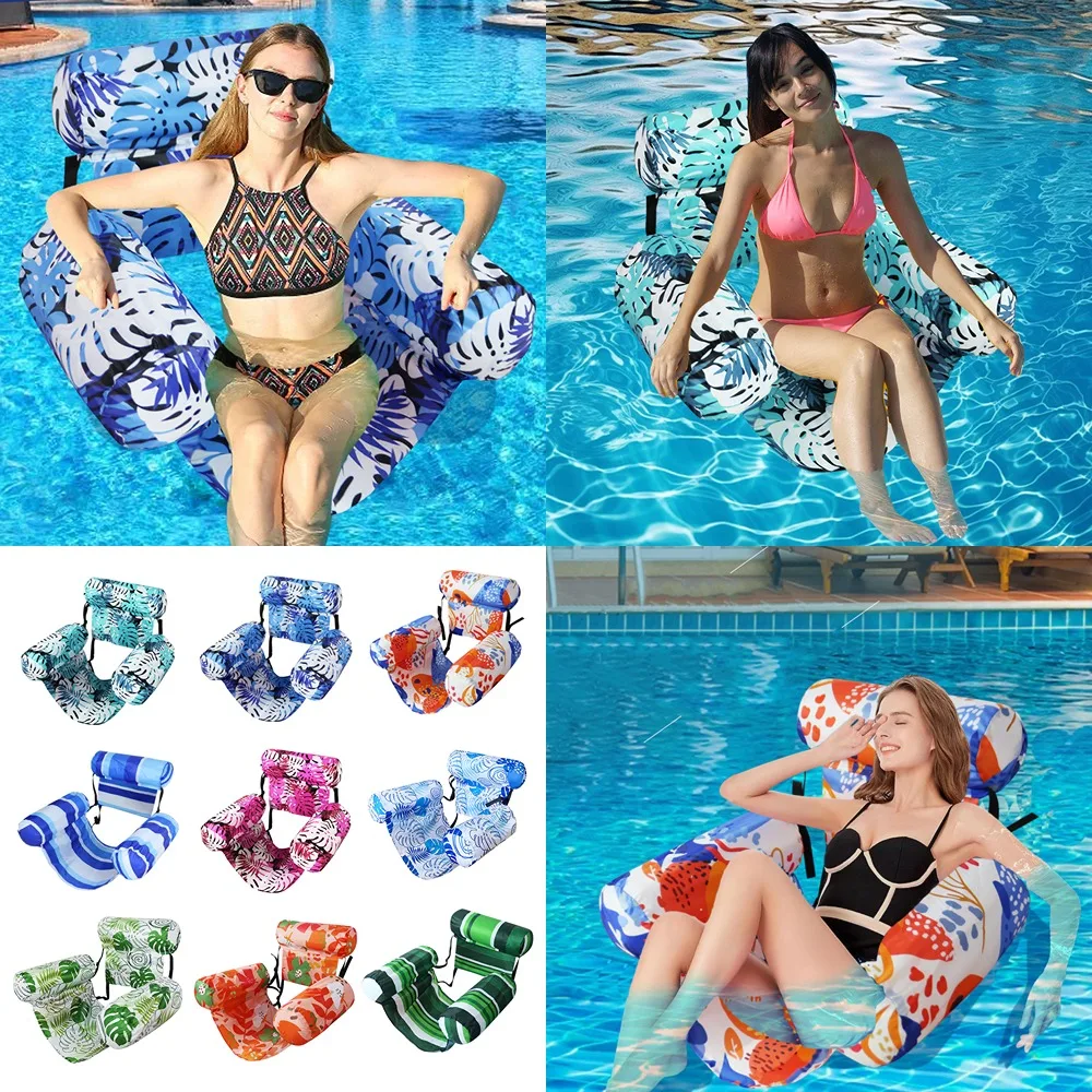 Aufblasbarer Lounge-Stuhl für Schwimmbad, Party, Strand, Freizeit, schwimmende Betten, Sommerwasser, schwimmender Liegestuhl mit Arm und Rückenlehne
