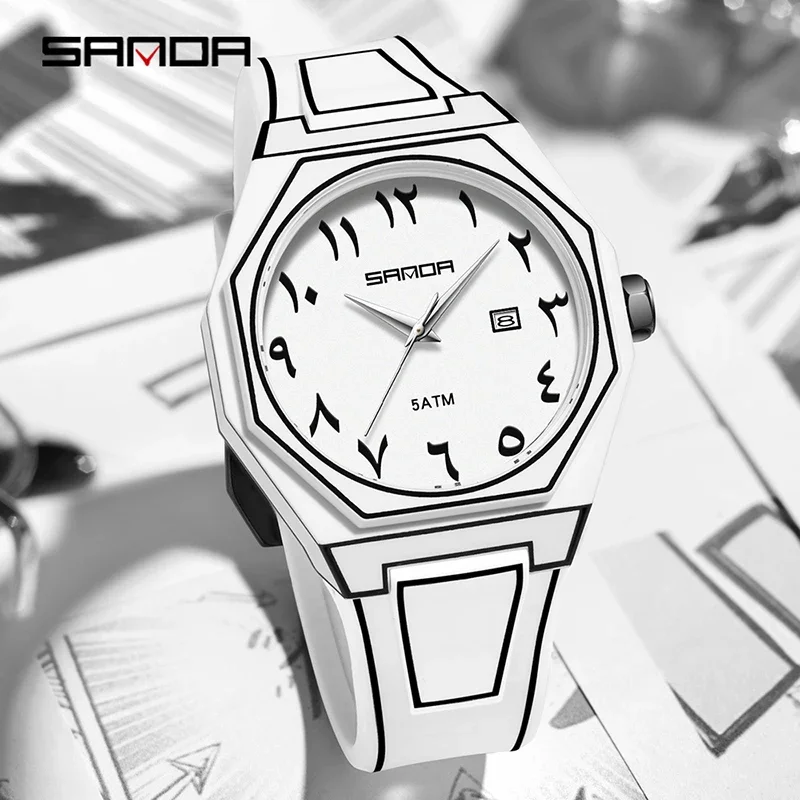 SANDA Top Marke Luxus männer Quarzuhr Wasserdicht Kalender Leucht Kreative Serie männer Quarz Armbanduhr Relógio Masculino Image