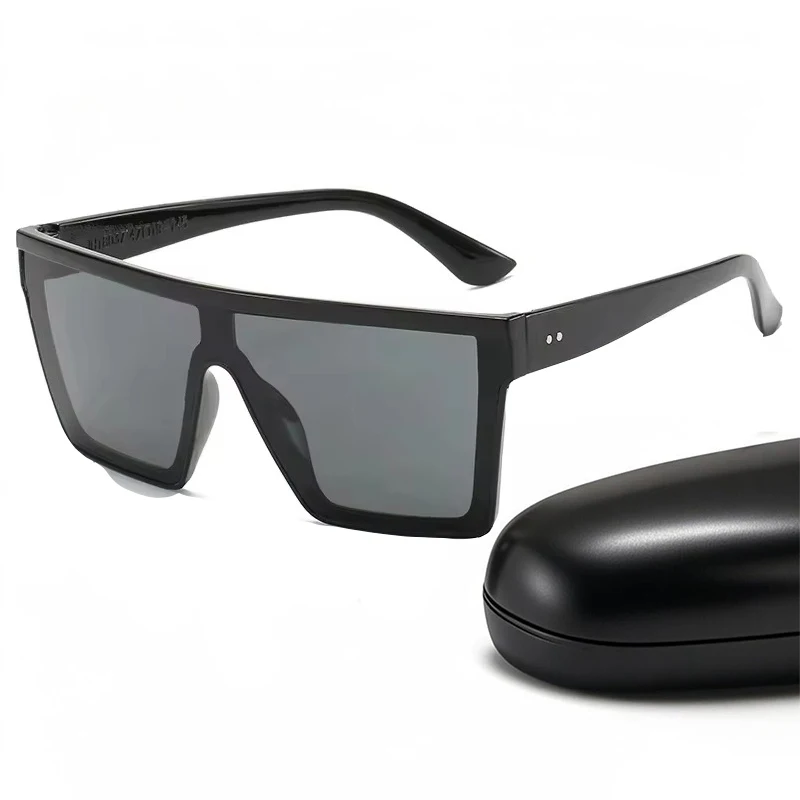 Große Sonnenbrille mit quadratischem Rahmen für Männer und Frauen, Modetrend, Vintage-UV-Schutz, Schwarz, Silber, Sonnenbrille, männliche Damenbrille