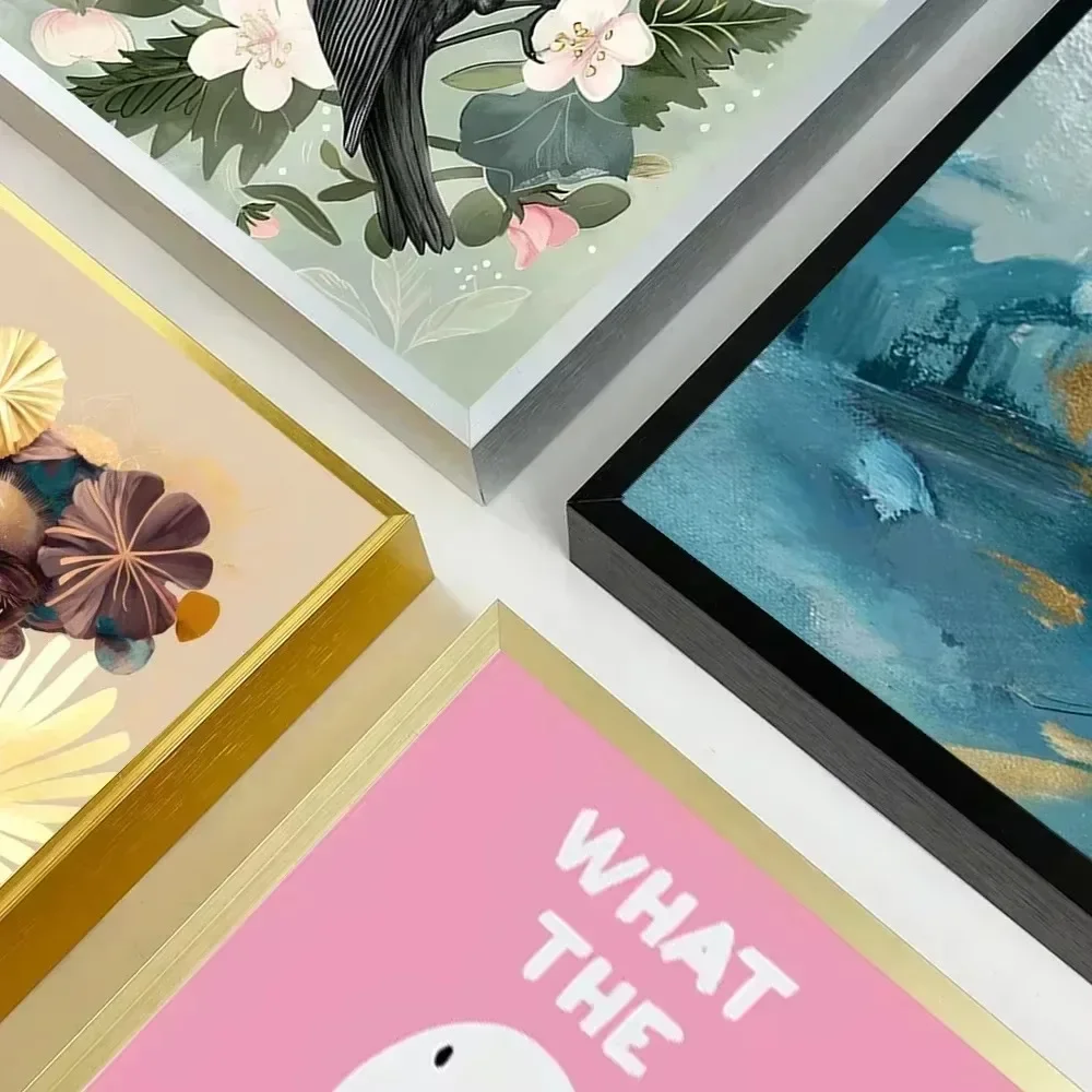 Benutzerdefinierte Leinwanddrucke Poster und DIY Rahmen Kit Gold Schwarz Metall Aluminium Außenrahmen Holz Innenrahmen für Galerie Home Wall Art