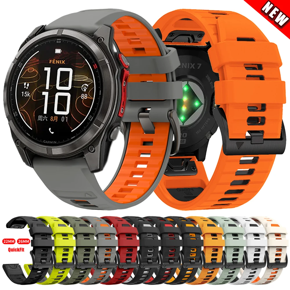 QuickFit 22 mm 26 mm Silikonband für Garmin Fenix8 Pro E 7 7X 6 6X 5 Sportarmband für Garmin Epix Pro/Quatix 8/Enduro 3 Armband Image