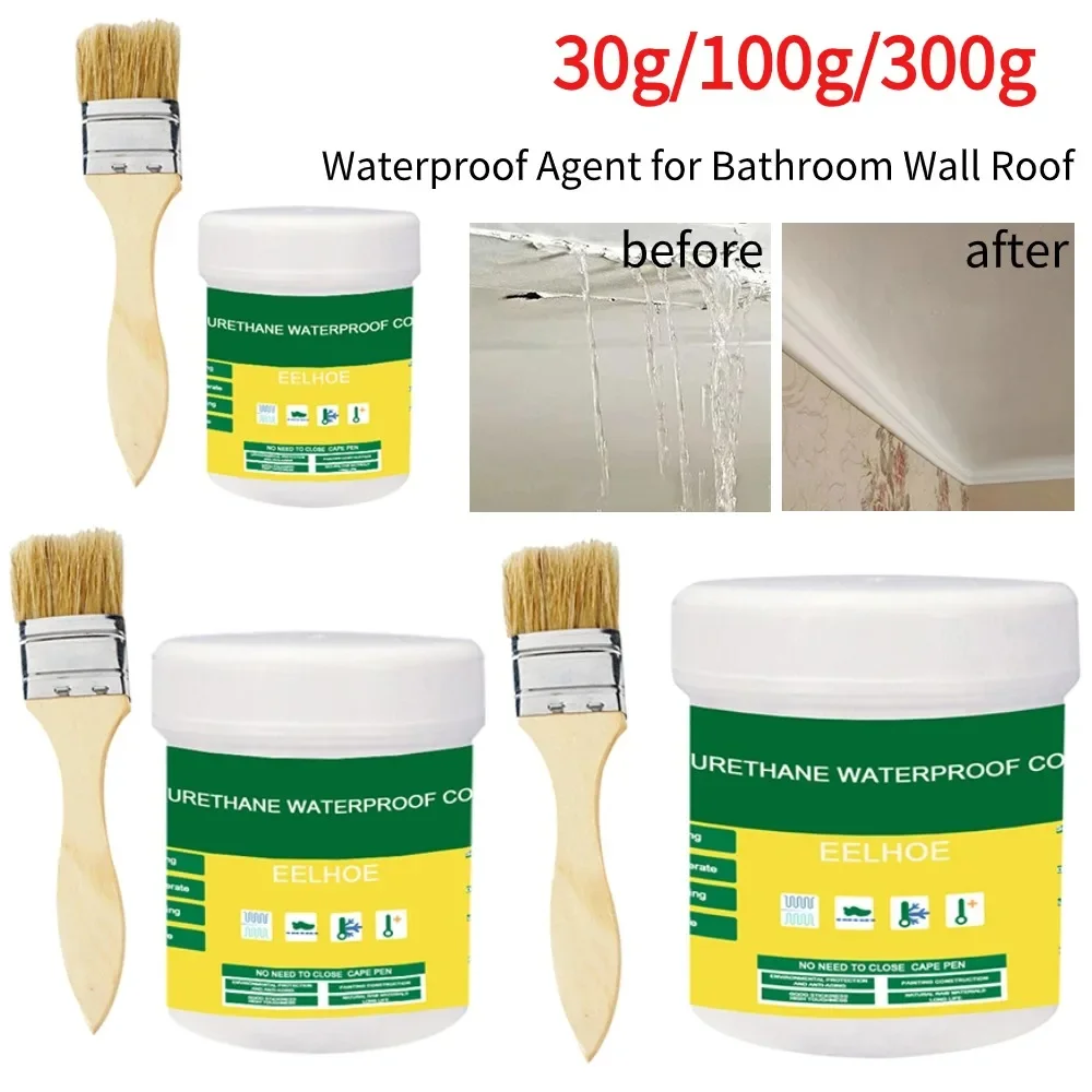 30/100g/300g Wasserdichtes Mittel Badezimmer Toilette Anti-leck Unsichtbare Paste Dichtstoff Leck-trapping Reparatur Werkzeuge mit Pinsel für Wand Image