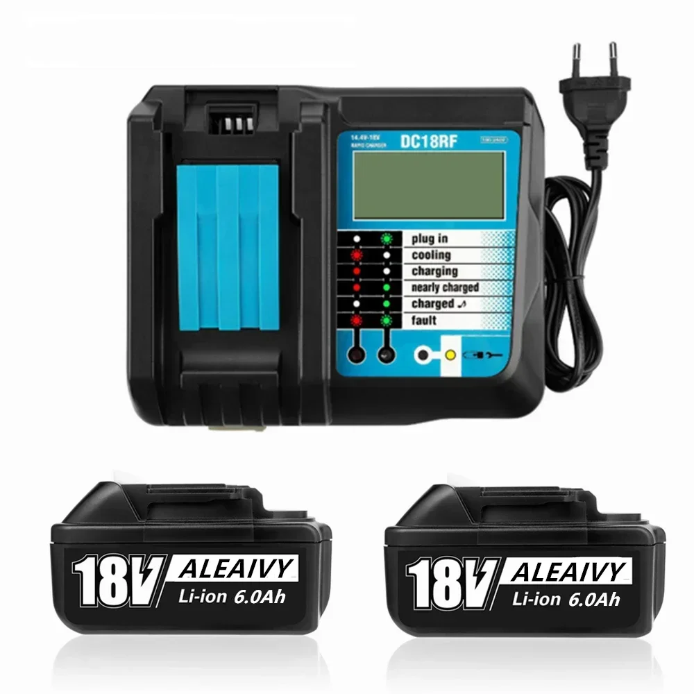 Akku BL1830 18V 6000mAh Backup-Batterie für Makita 18V BL1860 BL1840 BL1850 Akku-Bohrschrauber DC18RF 3A Ladegerät Image