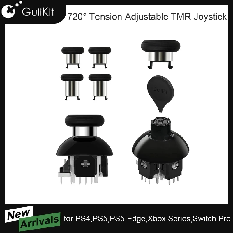 GuliKit 720 ° Spannungsverstellbarer TMR-Joystick für PS4, PS5-Rand für Switch Pro, Xbox-Serie/Elite-Serie 2, Spielzubehör-Reparatur Image