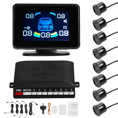 Car Parking Sensor Reversing Radars System Front & Rear Support Sound Warning/Buzzer/Mute with 8 Parking Sensors Distance