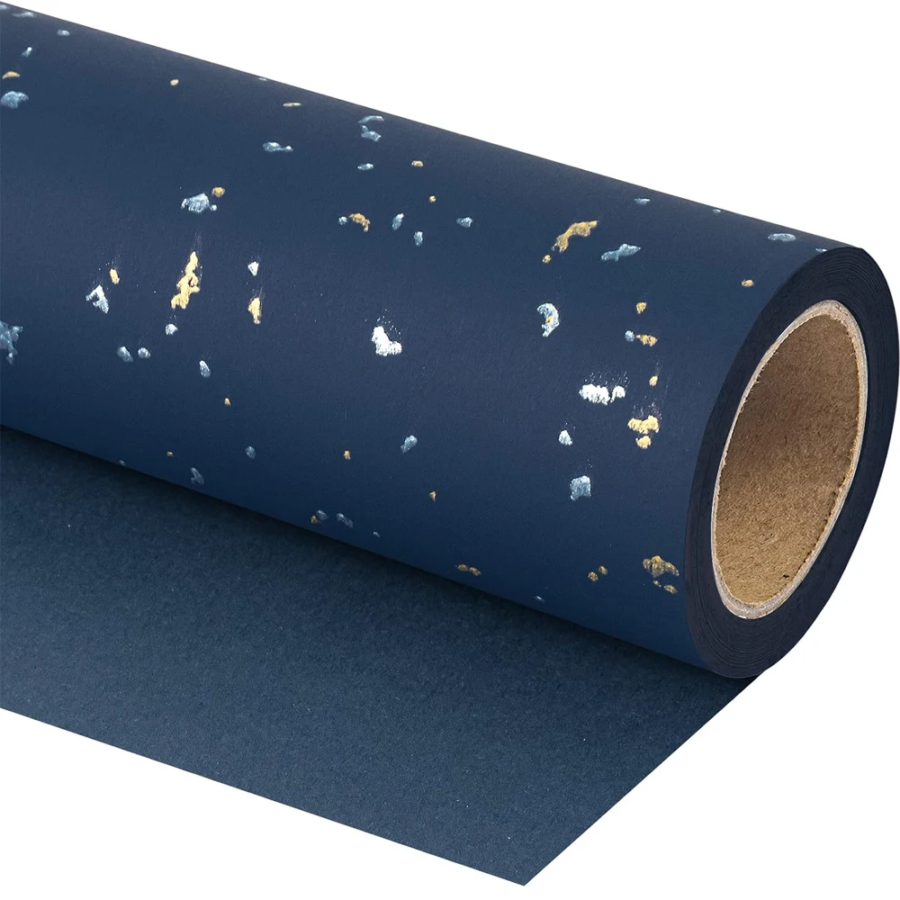 1 rotolo di carta da regalo carta da regalo in lamina d'oro blu navy carta da regalo carta regalo adatta per compleanni e festival regalo fai da te