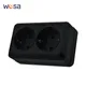 Superficie a parete in plastica con vernice ignifuga standard UE nera con prese classiche a terra Prese di corrente Prese elettriche