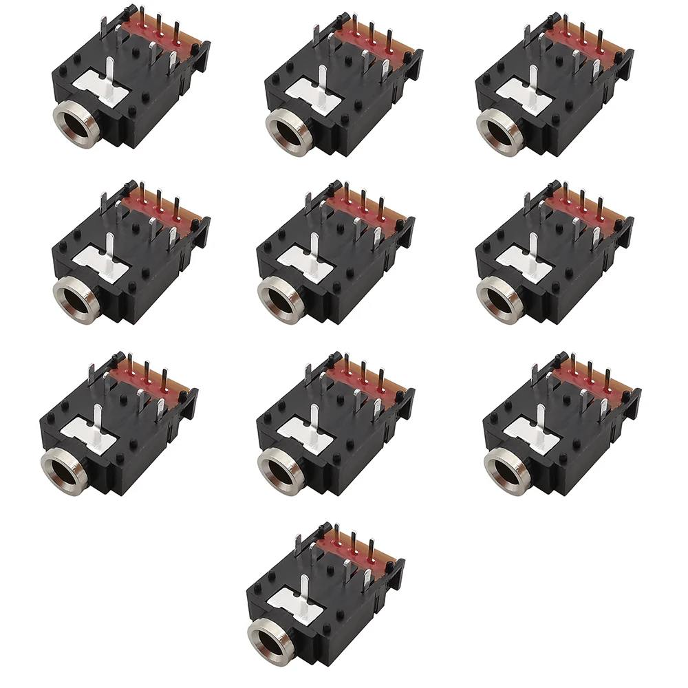 10Pcs PJ-307 8Pin 3.5mm Stereo Audio Jack Socket 3.5 Dual Track Headphone Connector With Switch