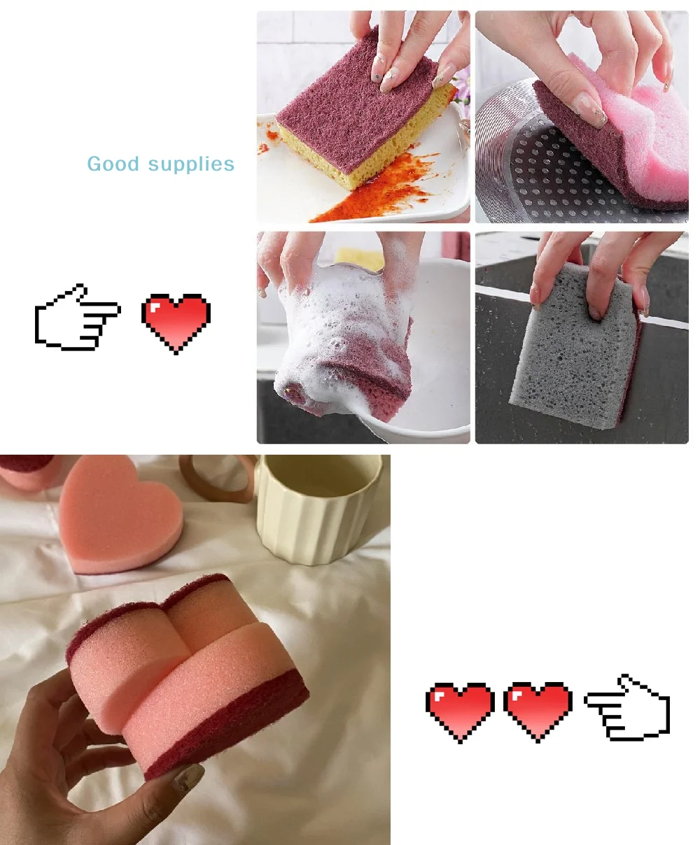 5PCS/10PCS Küche Fleck Entfernung Schwamm Saubere Baumwolle Geschirr Schwamm Tücher Bad Reinigung Utensilien Hohe Dichte schwamm Image