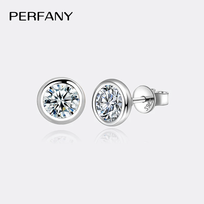 PERFANY 0,3-1CT Moissanit Ohrringe für Frauen S925 Reinem Silber Blase Runde Labor Diamant Ohrringe Modische Schmuck Image