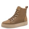 Winterboots TAMARIS, Damen, Gr. 41, braun (camel), Leder, Textil, unifarben, casual, Schuhe, Plateau, Schnürboots, Stiefelette, T-Logoaufnäher an der Schuhzunge