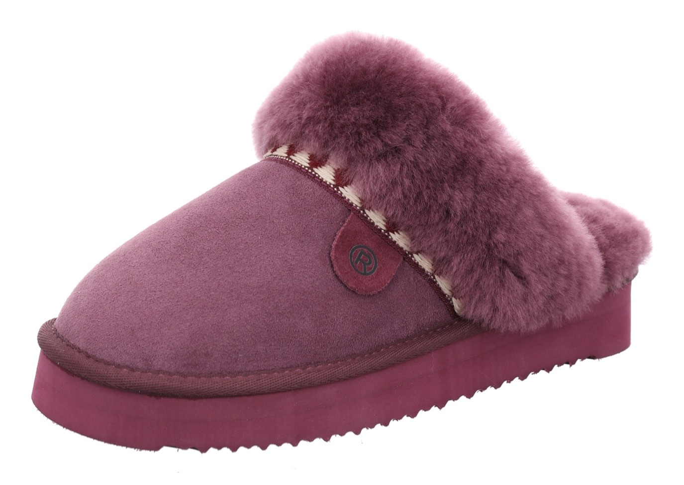 Pantoffel ROHDE "GENOVA", Damen, Gr. 42, brombeere, Veloursleder, Schuhe, Hausschuh, Schlappen, Clog, Plateausohle, zum Schlupfen