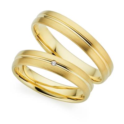 Trauring PHÖNIX "Schmuck, Partnerring, Ehering, Verlobungsring, Freundschaftsring" Gr. 64, gold (gelbgoldfarben), Fingerringe, 64, ohne Brillant, Silber 925 (Sterlingsilber), 4mm, Made in Germany - wahlweise mit oder ohne Brillant Image