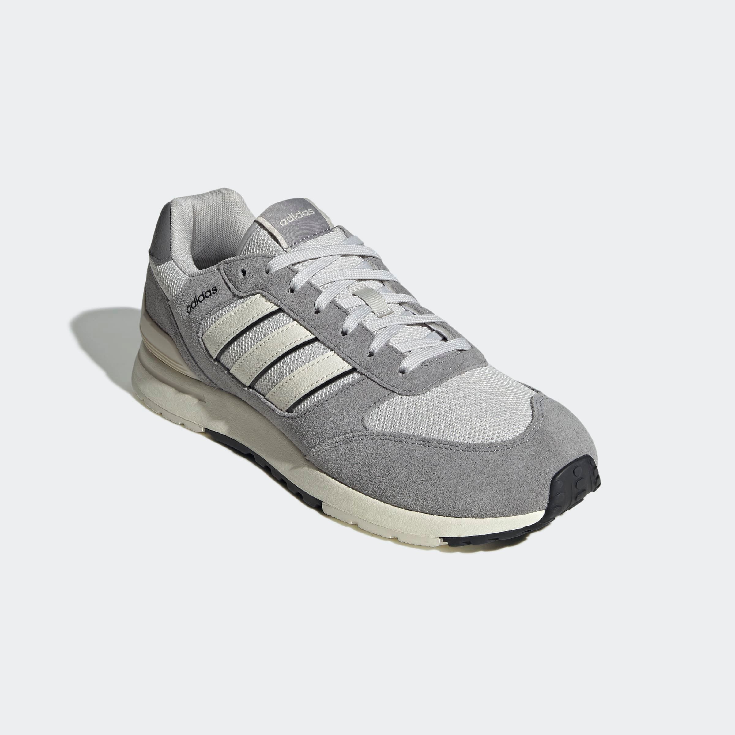 Sneaker ADIDAS SPORTSWEAR "RUN 80S", Damen, Gr. 44, greone, oweiß, alumin, Leder, Synthetik, Textil, Schuhe Sneaker