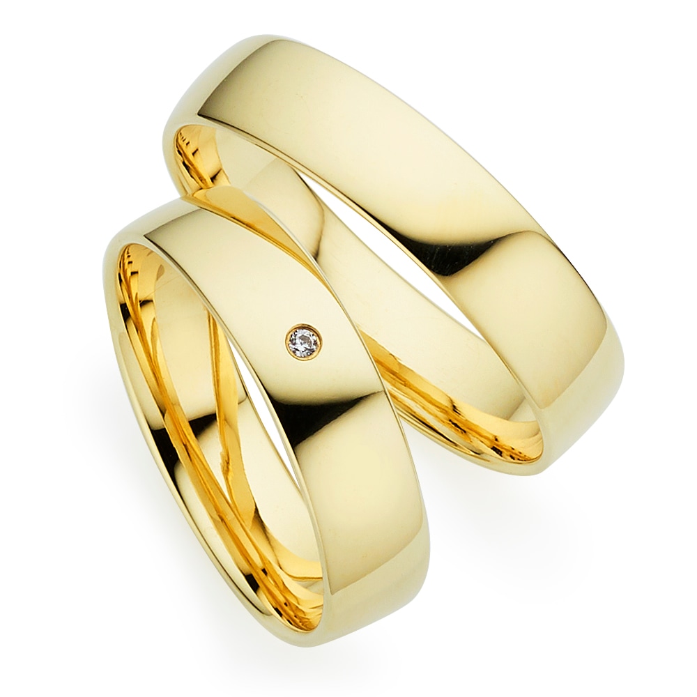 Trauring PHÖNIX "Schmuck, Partnerring, Ehering, Verlobungsring, Freundschaftsring" Gr. 60, gelbgoldfarben, Fingerringe, 60, ohne Brillant, Silber 925 (Sterlingsilber), 5mm, Made in Germany - wahlweise mit oder ohne Brillant Image