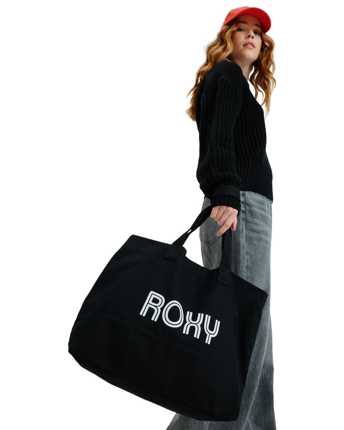 Strandtasche ROXY "Go For It", Damen, grau (anthrazit), Baumwolle, Taschen Strandtasche