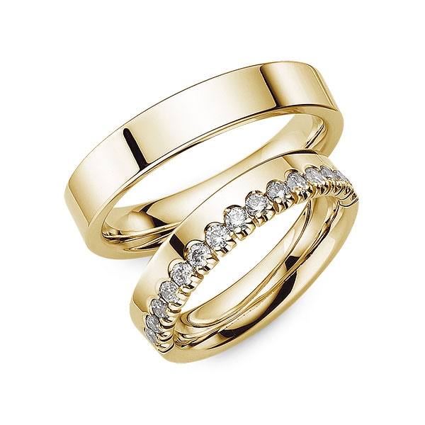 Trauring PHÖNIX "Schmuck, Geschenk, Partnerring, Ehering, Goldring" Gr. 49, gelbgoldfarben, kristallweiß, Fingerringe, 49,mit Zirkonia, Gelbgold 333, 4mm, Made in Germany - wahlweise mit oder ohne Zirkonia Image