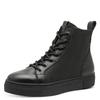Winterboots TAMARIS, Damen, Gr. 39, schwarz, Leder, Textil, unifarben, casual, Schuhe, Plateau, Schnürboots, Stiefelette, T-Logoaufnäher an der Schuhzunge