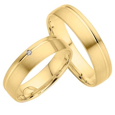 Trauring PHÖNIX "Schmuck, Partnerring, Ehering, Verlobungsring, Freundschaftsring" Gr. 53, gold (gelbgoldfarben), Fingerringe, 53, 0,01 ct SI = kleine Einschlüsse mit Brillant, Silber 925 (Sterlingsilber), 5mm, Made in Germany - wahlweise mit oder... Image