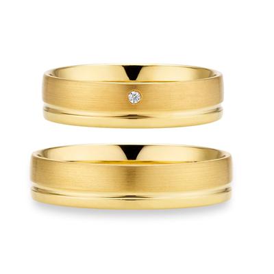 Trauring PHÖNIX "Schmuck, Partnerring, Ehering, Verlobungsring, Freundschaftsring" Gr. 66, gold (gelbgoldfarben), Fingerringe, 66, 0,01 ct SI = kleine Einschlüsse mit Brillant, Silber 925 (Sterlingsilber), 6mm, Made in Germany - wahlweise mit oder... Image