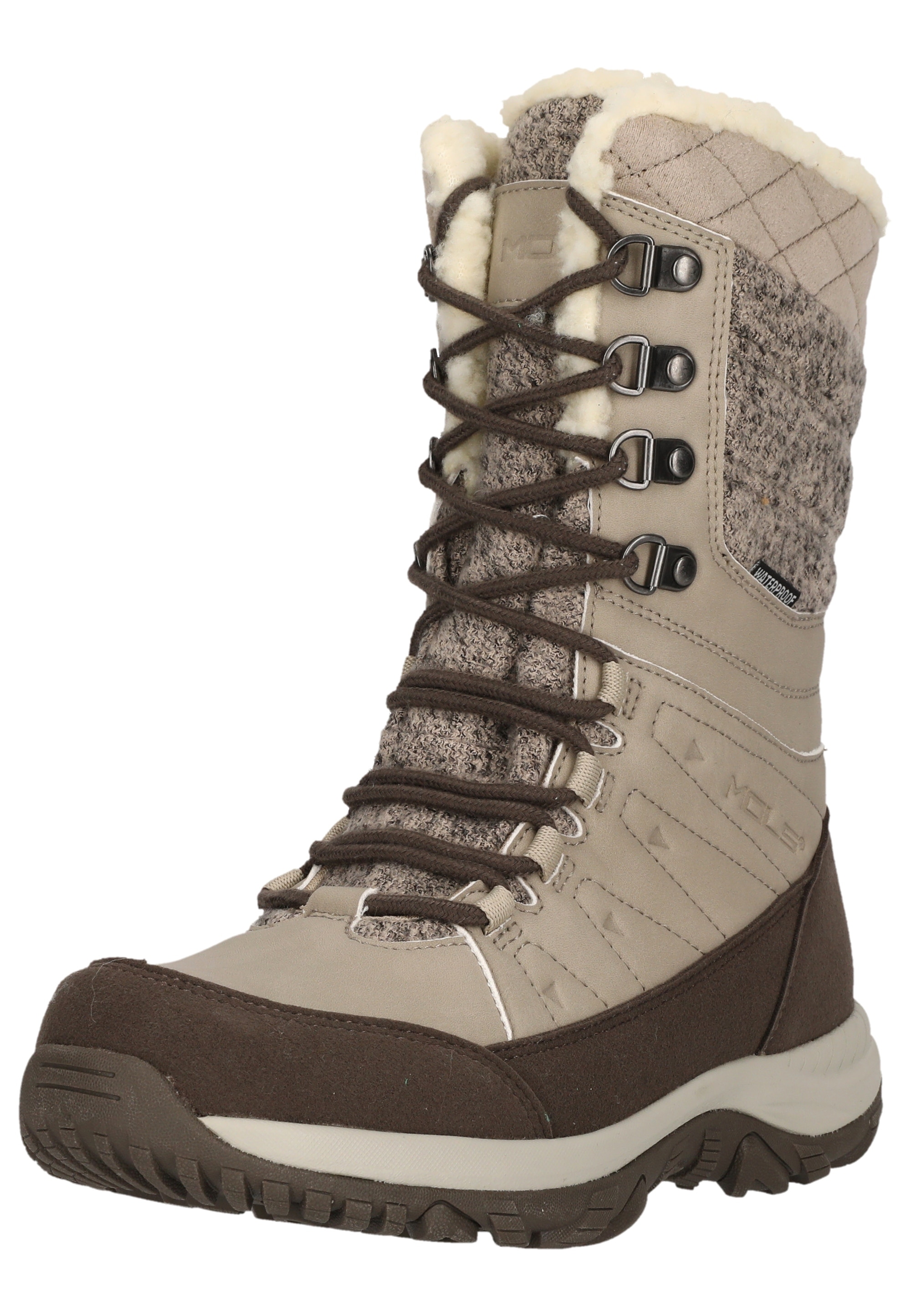 Stiefel MOLS "Bakan", Damen, Gr. 38, grau, beige, Kunstfaser, Polyurethane, Schuhe Stiefel, mit wasserdichtem Materisl