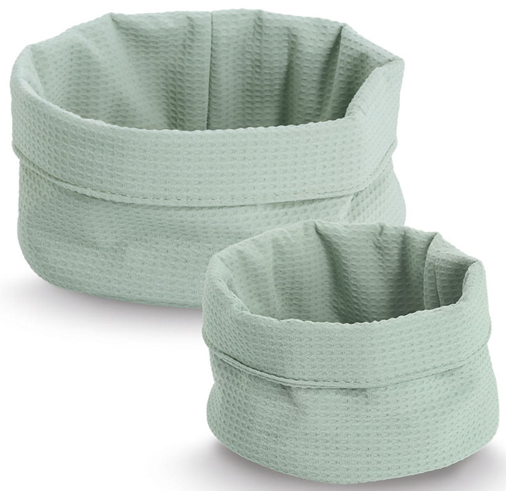 Aufbewahrungskorb ZELLER PRESENT "Waffelpiqué 2-tlg.", mint, B:20cm H:12cm T:20cm Ø:20cm, Polyester, Aufbewahrungsboxen, hochwertiges Waffelpiqué, Rand krempelbar