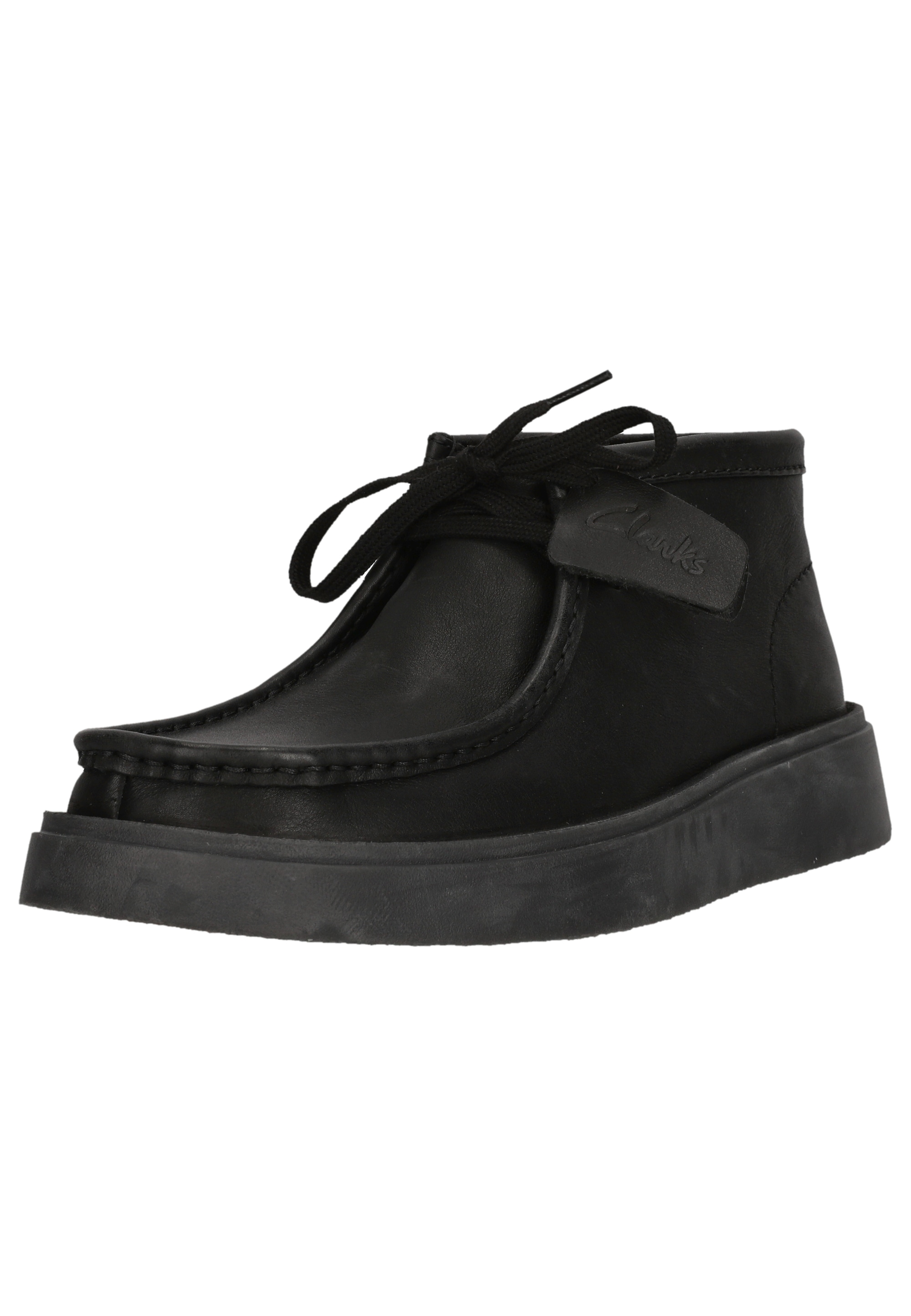 Stiefelette CLARKS "Torview High", Herren, Gr. 41, schwarz, Leder, Schuhe, mit klobiger Statement-Laufsohle
