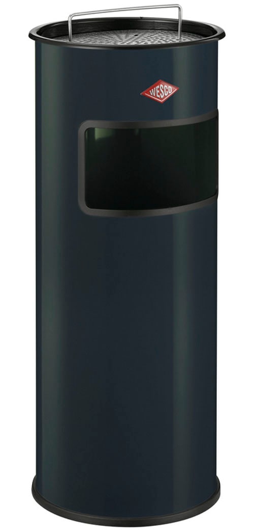 Aschenbecher WESCO "Standascher 30 L, mit Sieb", grau (anthrazit), B:27cm H:64cm T:27cm Ø:27cm, Stahlblech, Mülleimer, Aschenbecher, mit Einwurfschlitz und herausnehmbarem Sieb