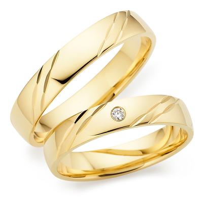 Trauring PHÖNIX "Schmuck, Partnerring, Ehering, Verlobungsring, Freundschaftsring" Gr. 65, gold (gelbgoldfarben), Fingerringe, 65, ohne Brillant, Silber 925 (Sterlingsilber), 4mm, Made in Germany - wahlweise mit oder ohne Brillant Image