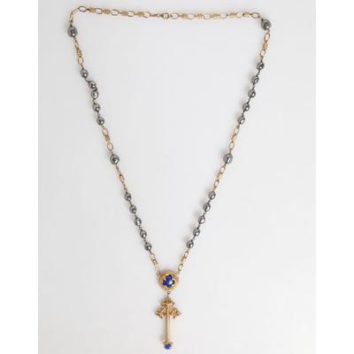 Gold Tone Beaded Chain Religious Cross Necklace - White - Dolce & Gabbana Necklaces