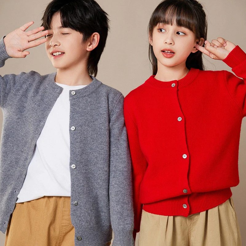 Cardigan tricoté de couleur unie pour enfants de 1 à 8 ans, pull pour bébés filles et garçons, manteau, vêtements tricotés pour bébés, nouvelle collection automne 2025