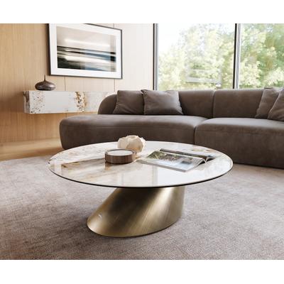 DELIFE Couchtisch Edge Rund 100x100 cm Keramik Minas Melange Conis Metallic Gold, Couchtische Image