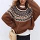 Per donna Felpa Maglione Fair Isle Maglione Moda Casual Geometrico A Coste Girocollo Lavorato a maglia Stampato Manica Lunga Top Regolari Maglia Natale All'aperto Quotidiano Caffè Autunno Inverno